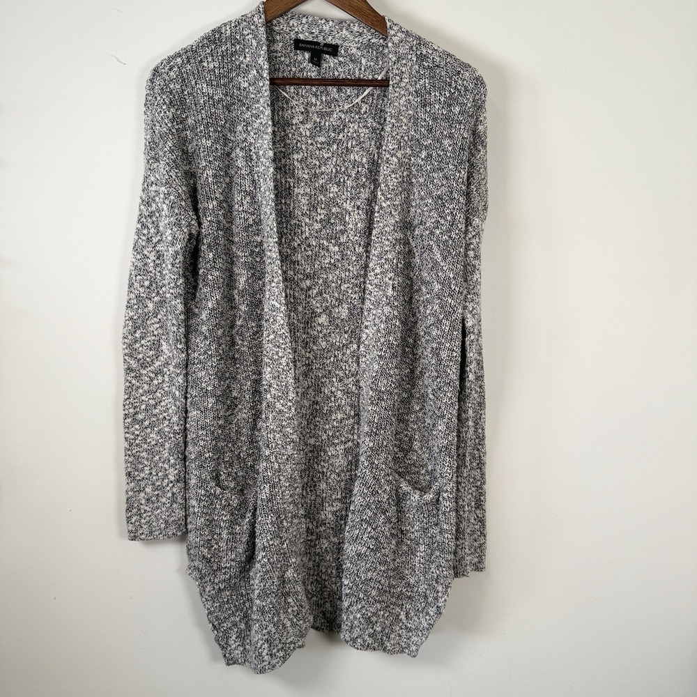 Banana Republic Long Sleeve Long Cardigan. Knit‎ Black White Women's Medium